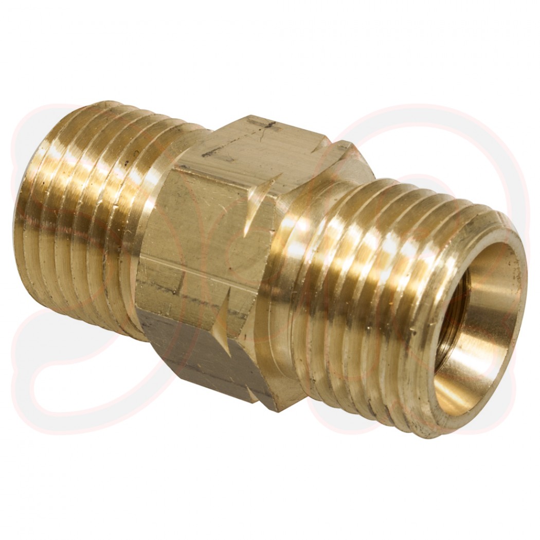 Doppelnippel mit Innenkonus 45°, DIN 8542 - G 1/4" RH auf G 3/8" RH