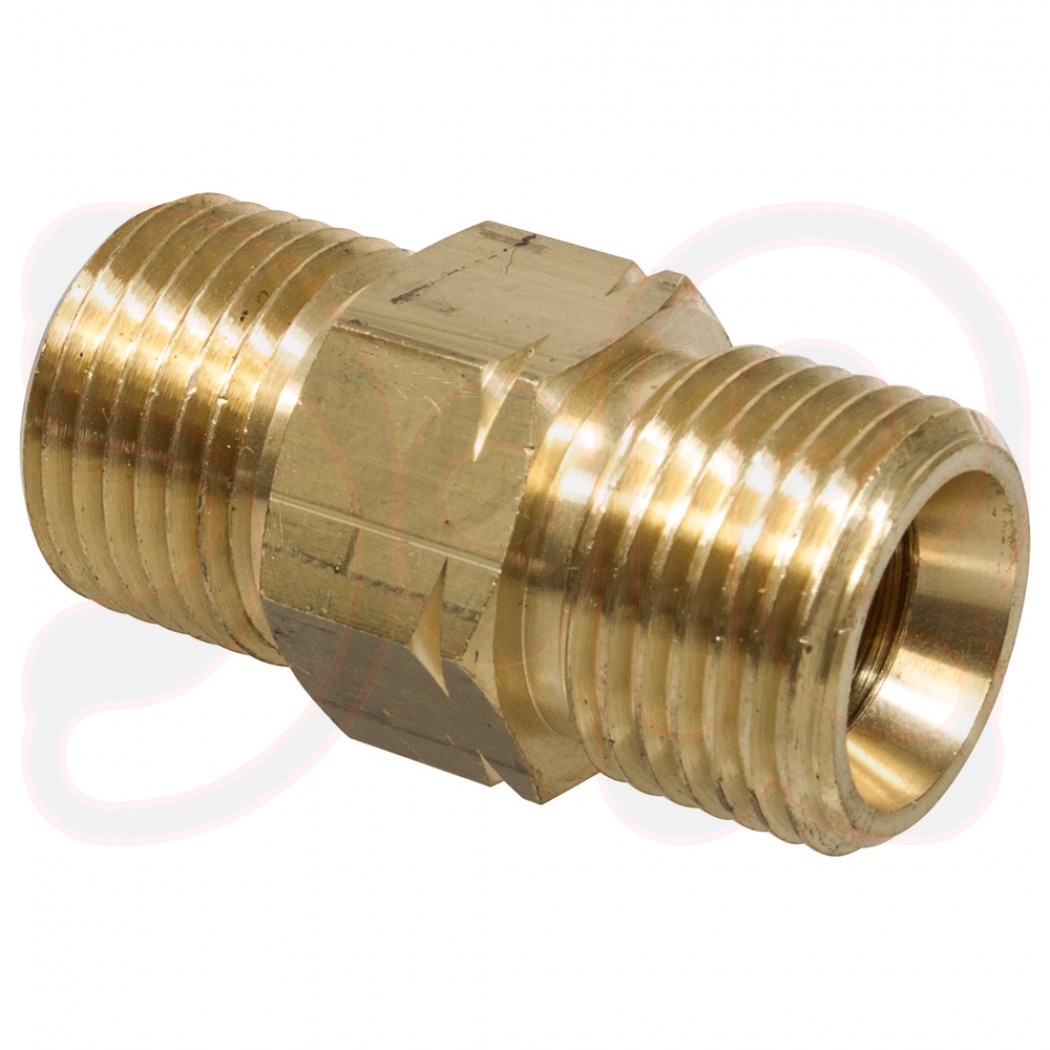 Doppelnippel mit Innenkonus 45°, DIN 8542 - G 1/2" LH auf G 3/4" LH