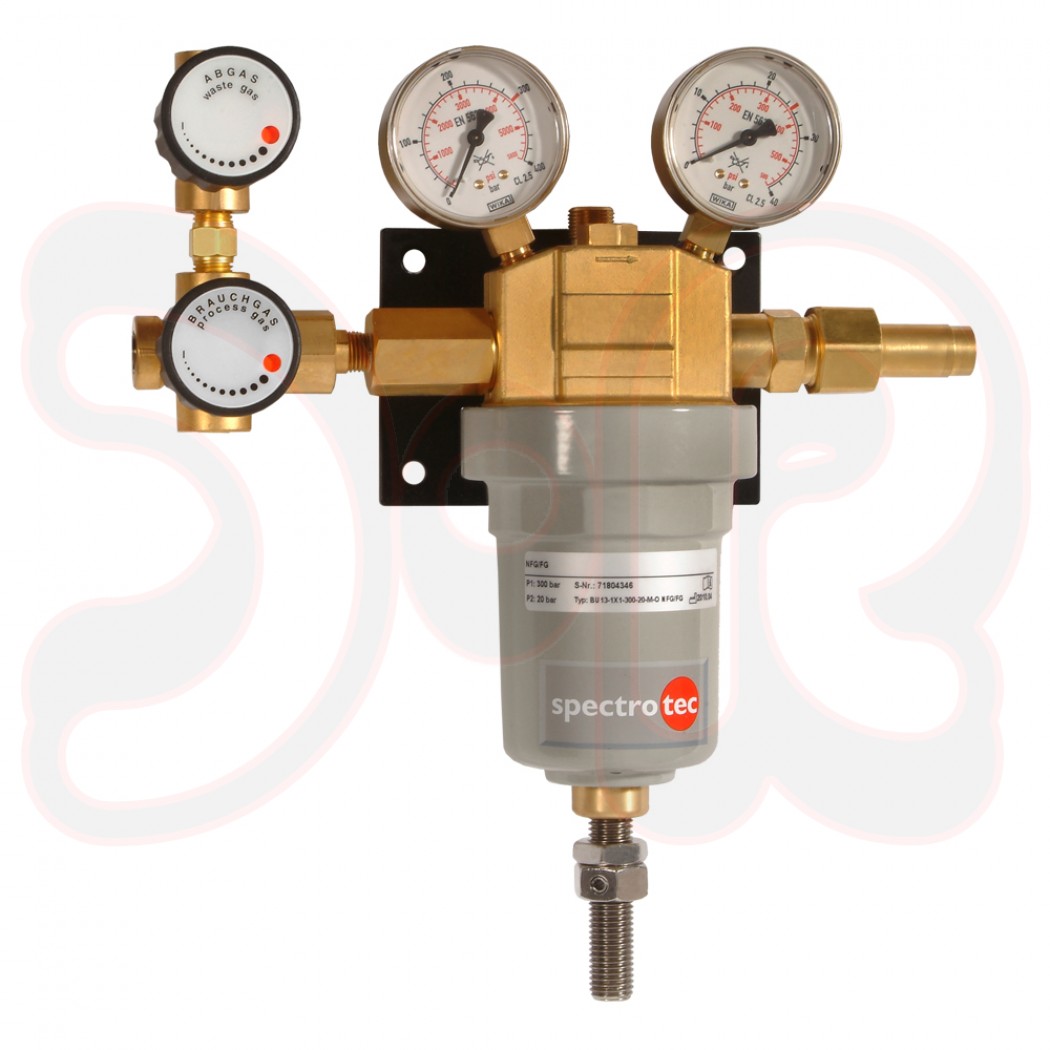 Entspannungsstation BU13-1 für 1 x 1 Flasche, 300/10 bar, G½" außen zu ¼" NPT innen