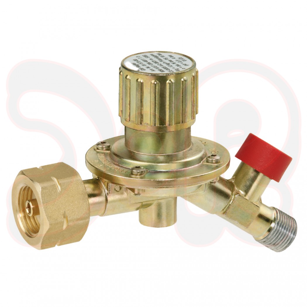 Druckregler mit Schlauchbruchsichg. Propan 0,5-4,0 bar, Leistung 12 kg/h regelbar Kombi x R 3/8 LH
