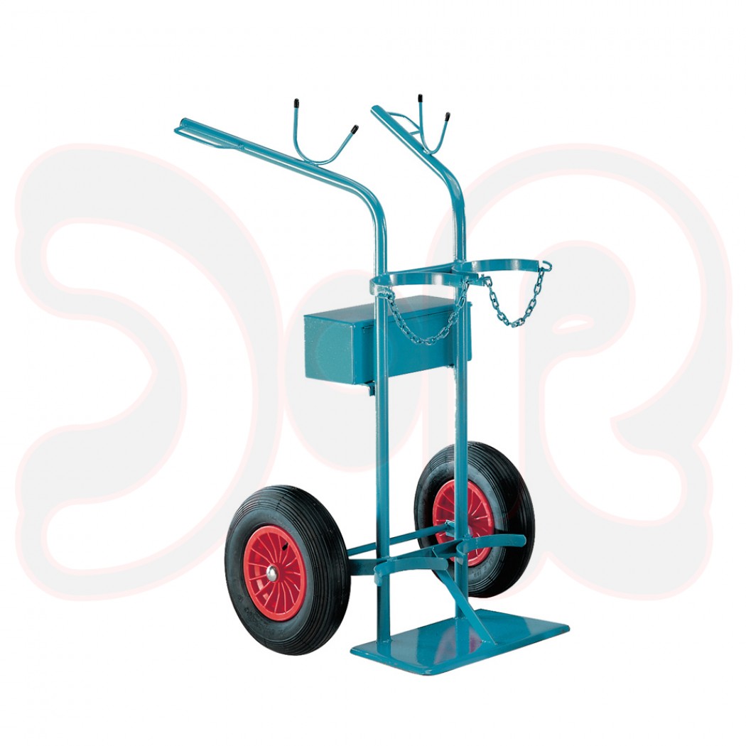 SCAPP Flaschenwagen für 2 x 50 l Gasflaschen mit Werkzeugkasten, mit Luftbereifung