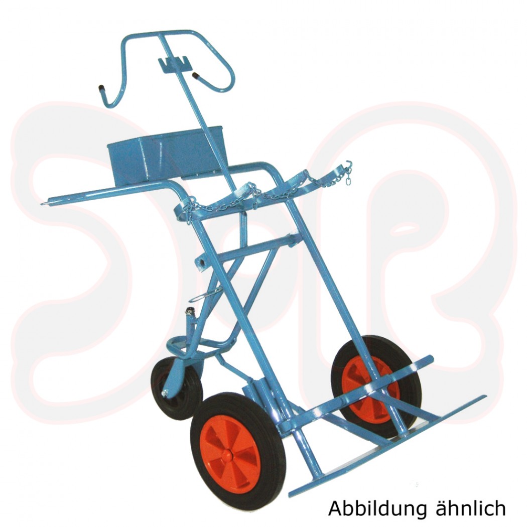 SCAPP Flaschenwagen f. 3 x 50 l Gasflaschen, Spornrad, voll ausgestattet, Vollgummiräder