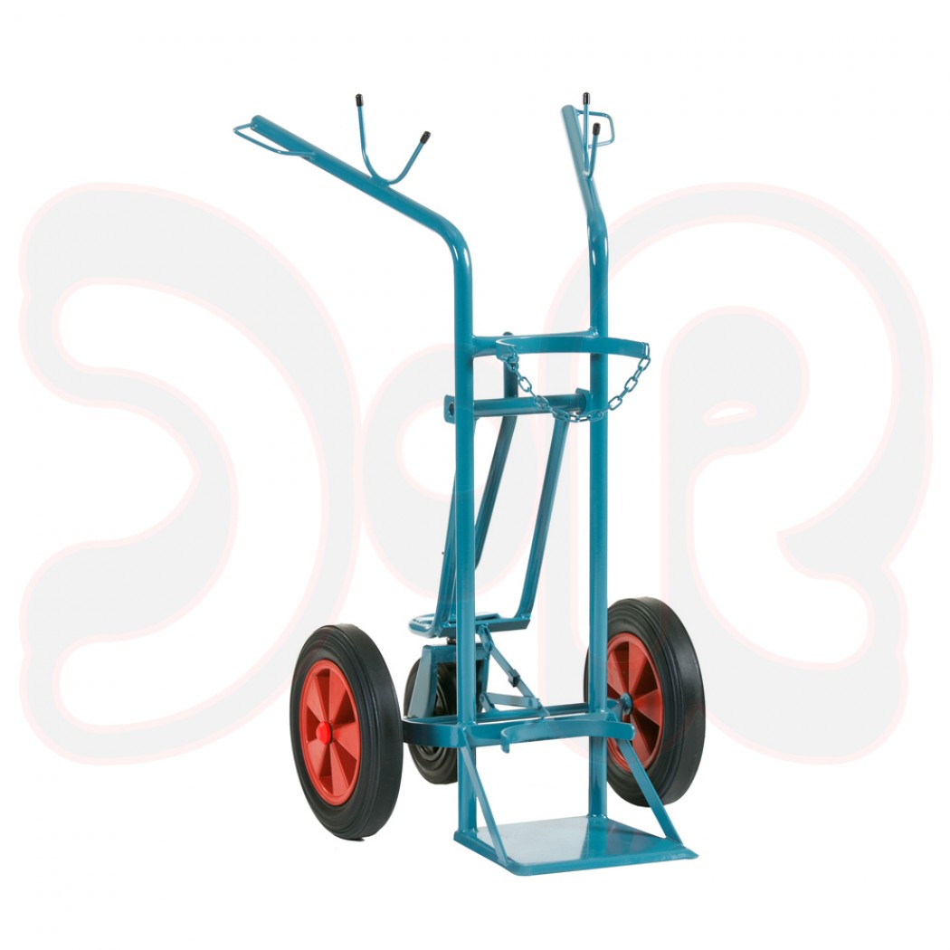 SCAPP Flaschenwagen f. 1 x 50 l Gasflasche (zentral), Spornrad, Grundausführung, Vollgummiräder