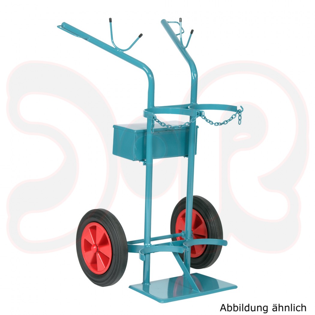 SCAPP Flaschenwagen f. 1 x 33 kg Gasflasche (zentral), Werkzeugkasten, Vollgummiräder