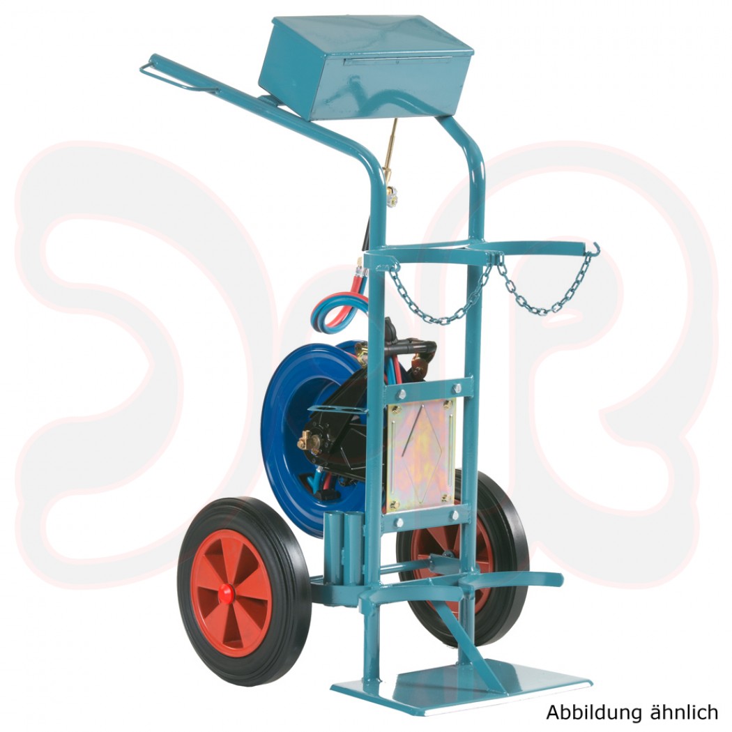 SCAPP Flaschenwagen f. 2 x 50 l Gasflaschen, mit Schlauchaufrollhalterung, Vollgummiräder