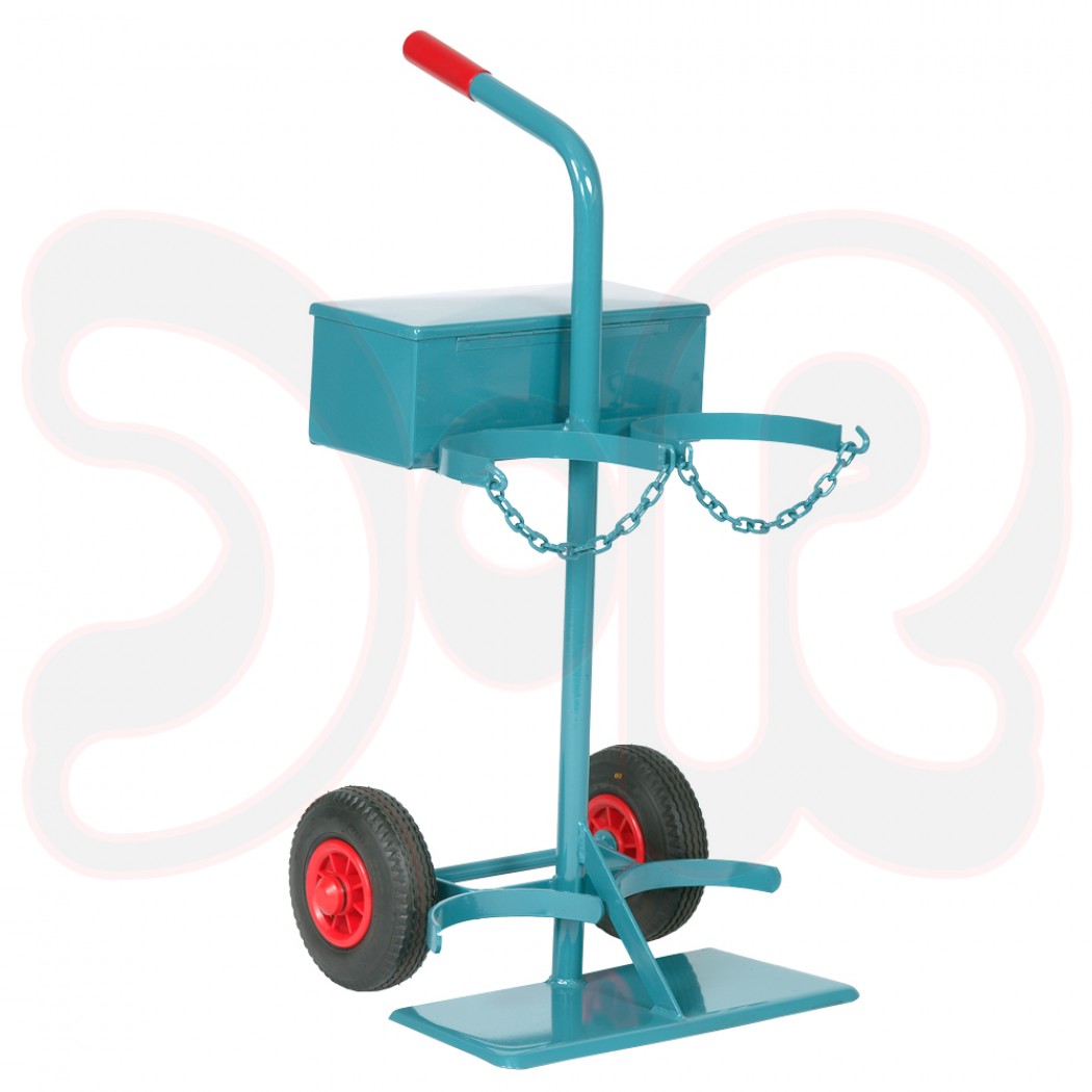 SCAPP Flaschenwagen f. 2 x 10 l Gasflaschen, Standplatte, Werkzeugkasten, Luftbereifung