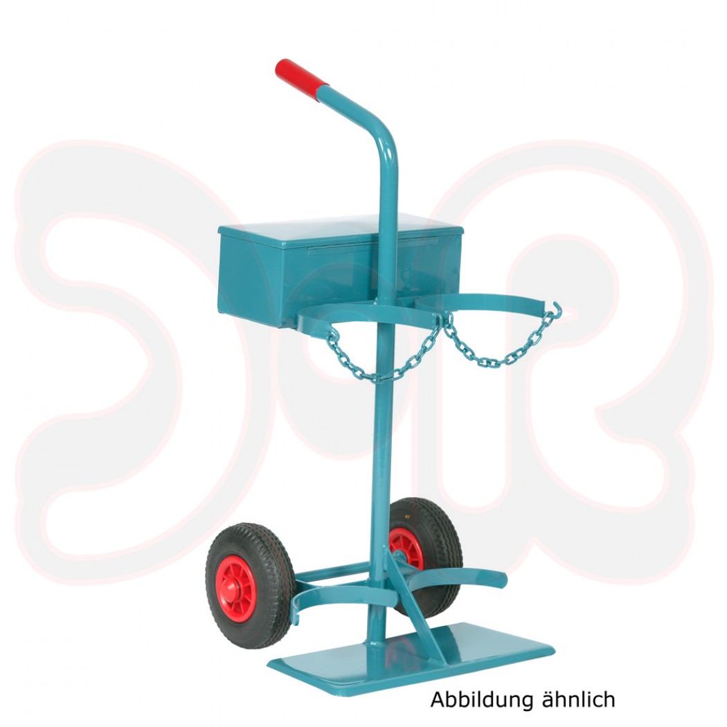 SCAPP Flaschenwagen f. 1 x 20 l u. 1 x 11 kg Gasflaschen, Standplatte, Werkzeugkasten, Luftbereifung