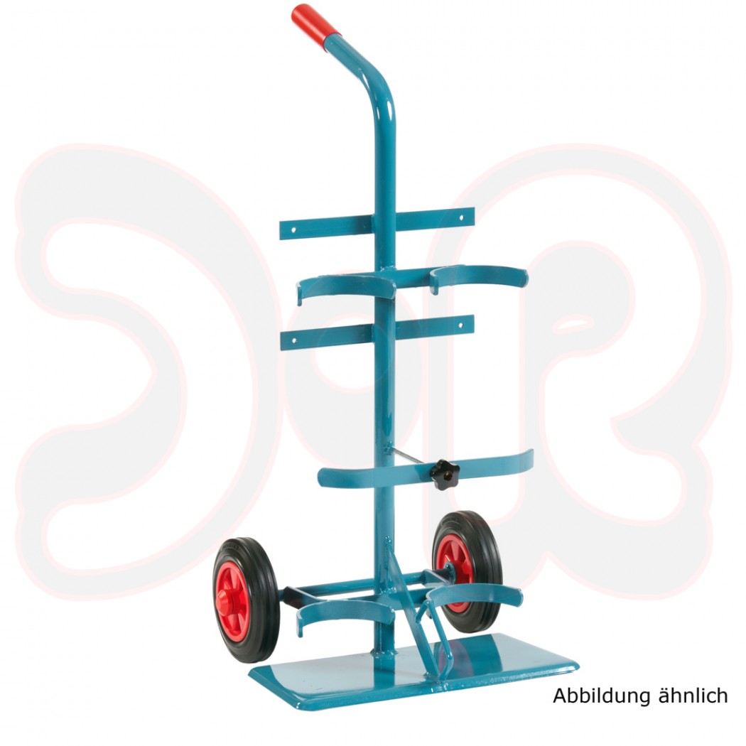 SCAPP Flaschenwagen f. 2 x 10 l Gasflaschen, Klemmbügel, Standplatte, Kastenhalterung, Luftbereifung