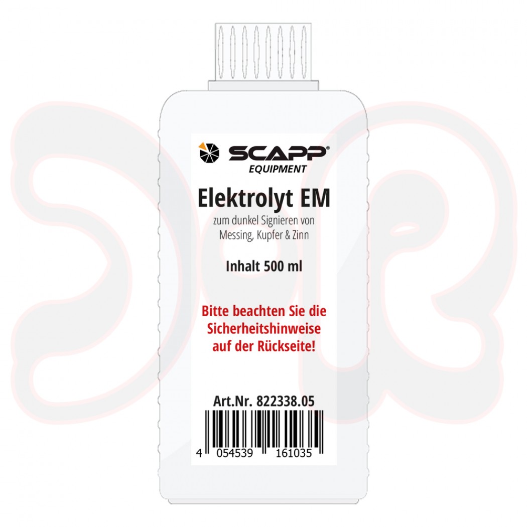 SCAPP Elektrolyt EM zum dunkel Signieren von Messing, Kupfer & Zinn, für BYMAT-Geräte, Inhalt 500 ml