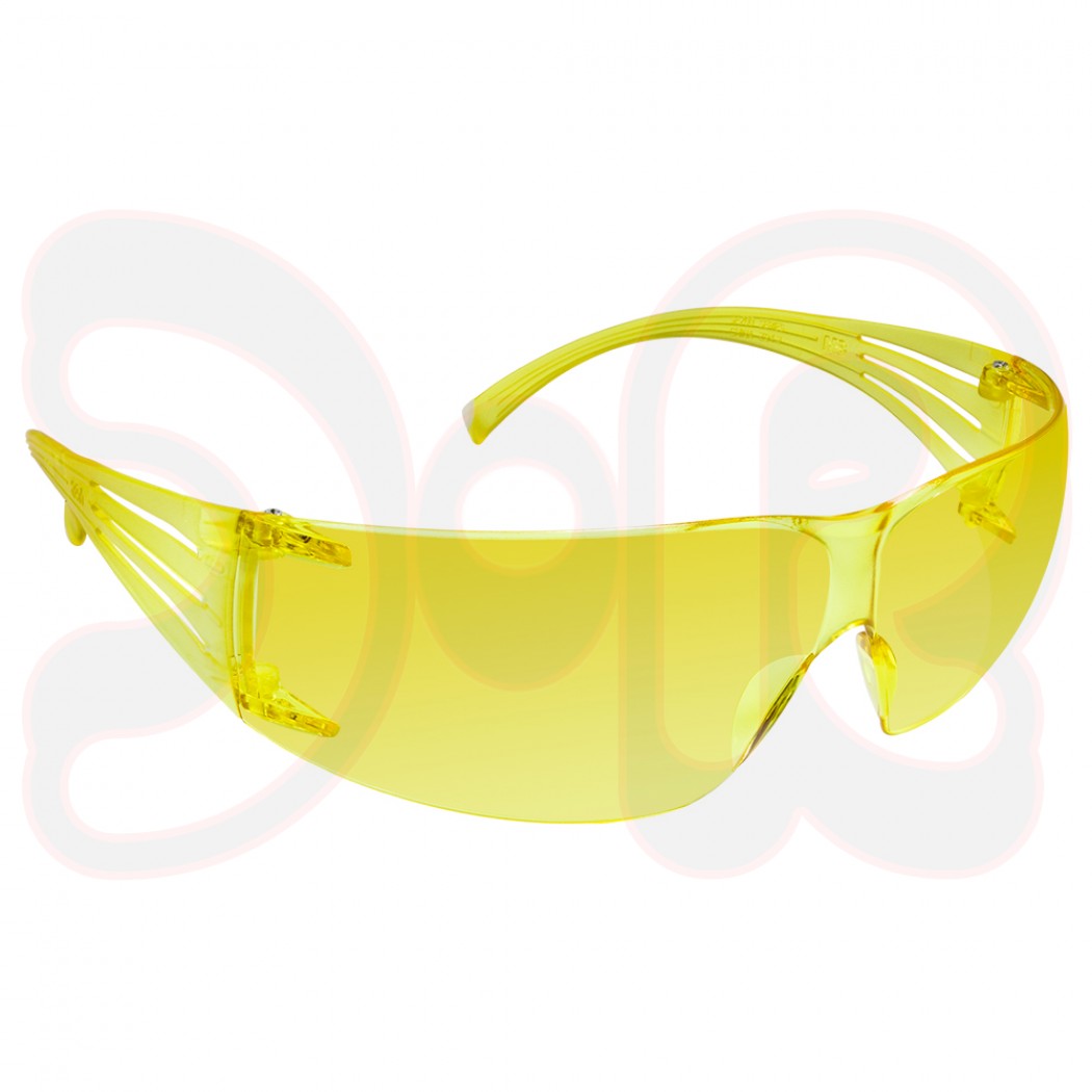 3M SF203AF SecureFit 200 Schutzbrille, Gelb gefärbt, kratzfest, beschlagfrei