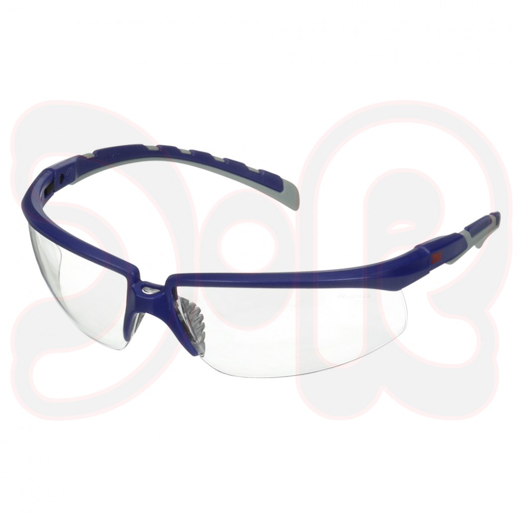 3M Solus 2000 Schutzbrille, blau/graue Bügel, kratzfest+, klare Scheibe