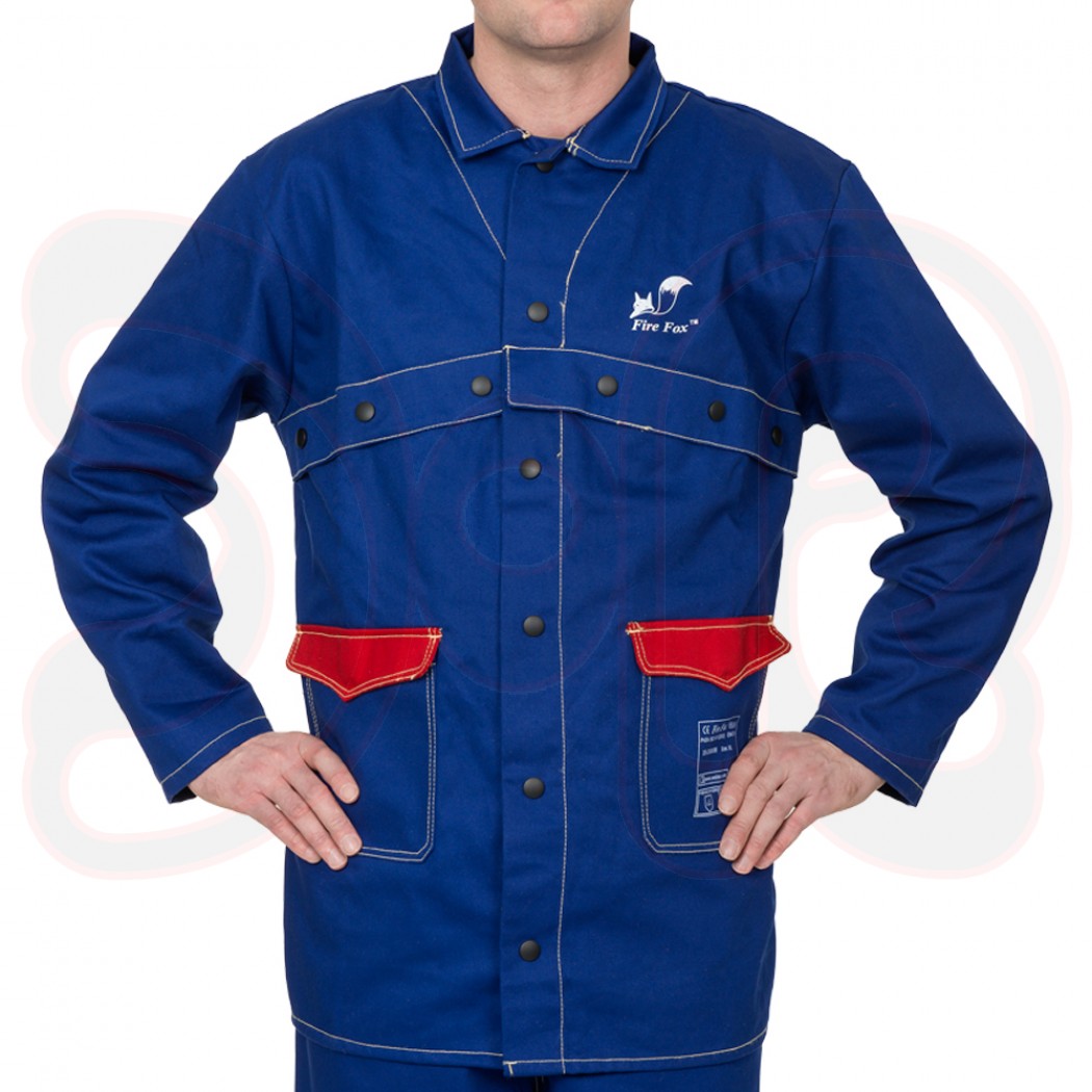 WELDAS Fire Fox Schweißerjacke, blau, aus 305 g/m² feuerres. Gewebe, EN 470-1, 91 cm Länge, Gr. XXL