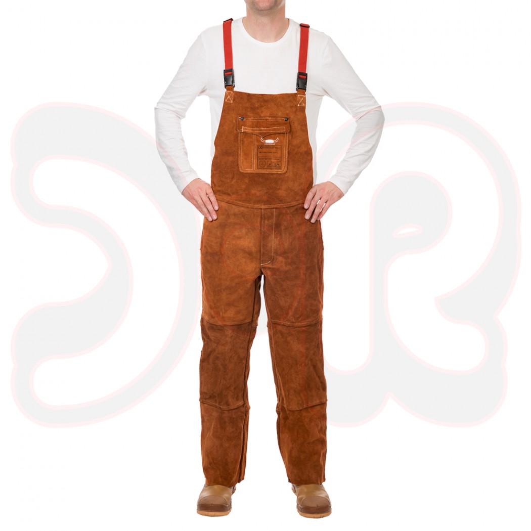 WELDAS STEERSOtuff Lava Brown Schweißerlatzhose Rindspaltleder, Gr. XXXL, nach EN 470-1