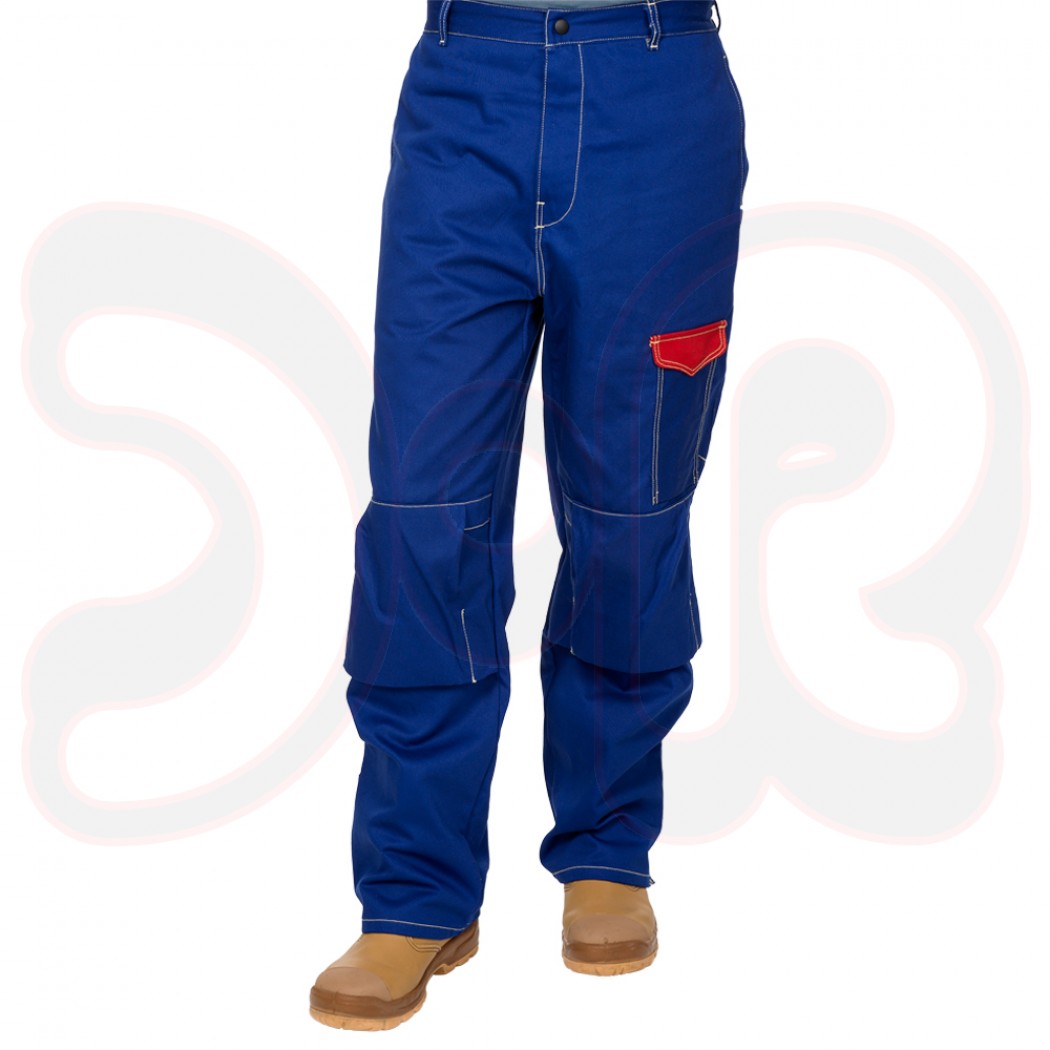 WELDAS Fire Fox Schweißerhose blau, aus 305 g/m² feuerresistenter Baumwolle, EN 470-1, Gr. XL