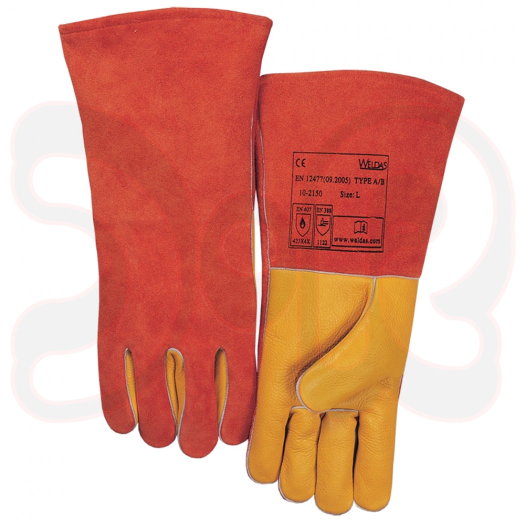 WELDAS MAG-Schweißerhandschuhe baumwollgefüttert, Gr. XL, Handinnenseite aus Rindsvollleder