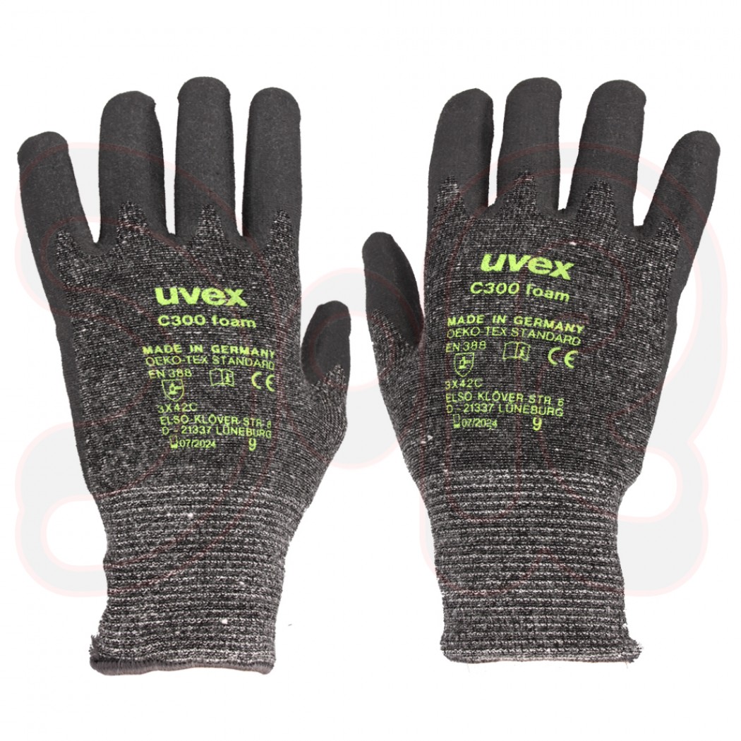 UVEX C 300 foam Schnittschutzhandschuhe aus Bamboo-Twinflex mit Nitrilschaum, Gr. 9