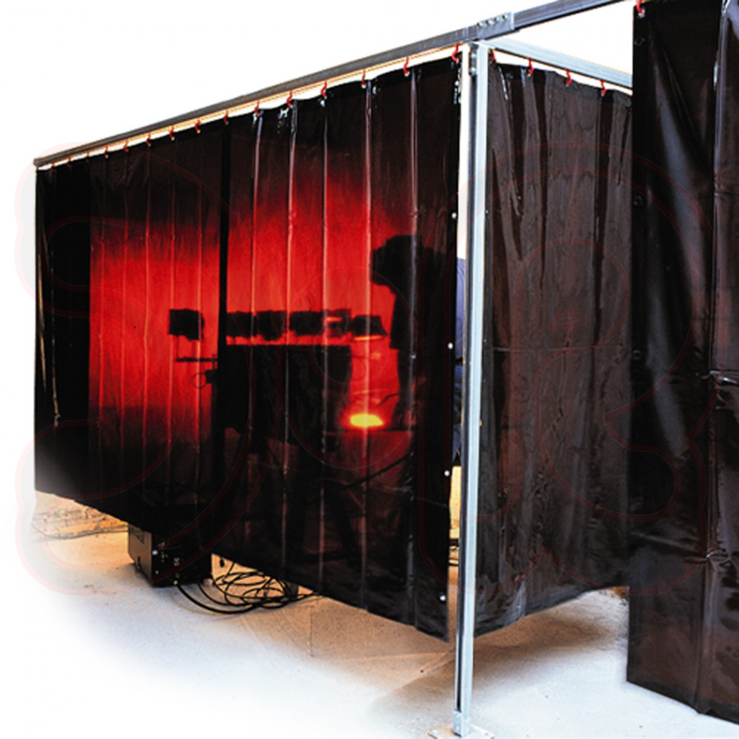 Schweißerschutzvorhang B=1300 x H=2000 x D=0,4, rotorange, nach DIN EN1598