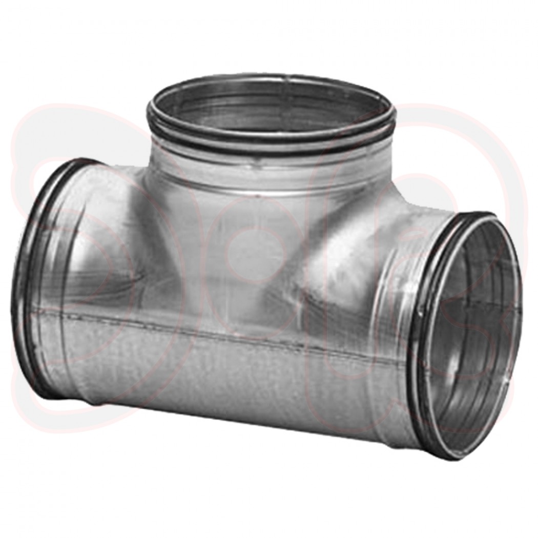 T-Stück 90° mit doppelter Gummilippendichtung d1 Ø 100mm, d3 Ø 125mm