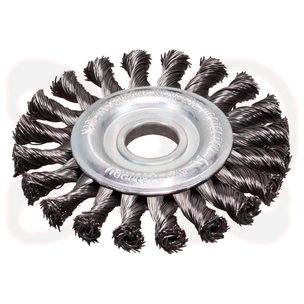Zopf-Rundbürste Stahl Ø 115 mm, 0,50 mm/ m.Bohr.22,2;max.UPM12500