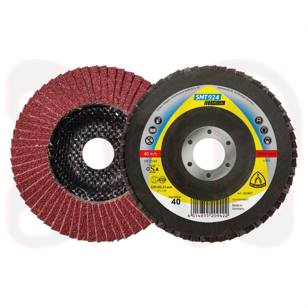 KLINGSPOR SMT 924 Special Schleifmopteller Keramik, 125 x 22,23 mm, Korn 40, gewölbt