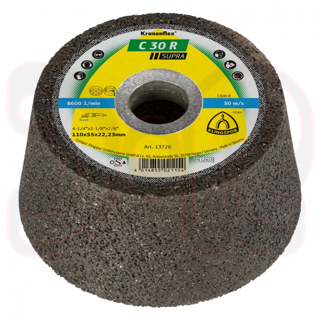 KLINGSPOR C 30 R Supra Schleiftopf, 110 x 55 x 22,23 mm, gekröpft