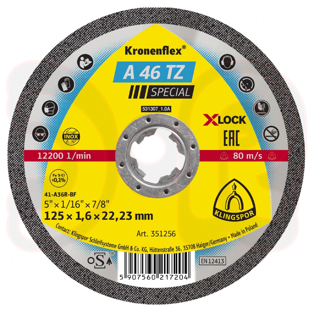 KLINGSPOR A 46 TZ Special Trennscheiben X-LOCK, 125 x 1,6 x 22,23 mm, gerade