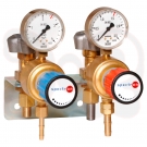 2 Eckventile mit Doppelhaltewinkel für ET2000, Acetylen/Sauerstoff, Ausgang G 3/8" LH-a