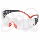 3M SecureFit 400 Schutzbrille, rot-grauer Rahmen, PC, UV/Scotchgard Anti-Beschlag, klare Scheibe