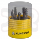 KLINGSPOR HF 100 Steel, 5-teiliges Fräser-Set für Stahl, 9,6 x 6 mm, Hochleistungsverzahnung