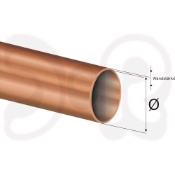 Install-Kupferrohr 8 x 1,0mm/ 5m lang für technische Gase CU-DHP nach EN 12735-1 und EN 13348