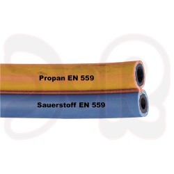 Zwillings-Autogenschlauch Propan/Sauerstoff aussen Ø 16/16mm -meterware-