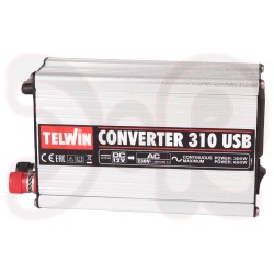 TELWIN Kfz-Spannungswandler/Konverter Converter 310 - 12V DC auf 230V AC - 300/600 Watt mit USB